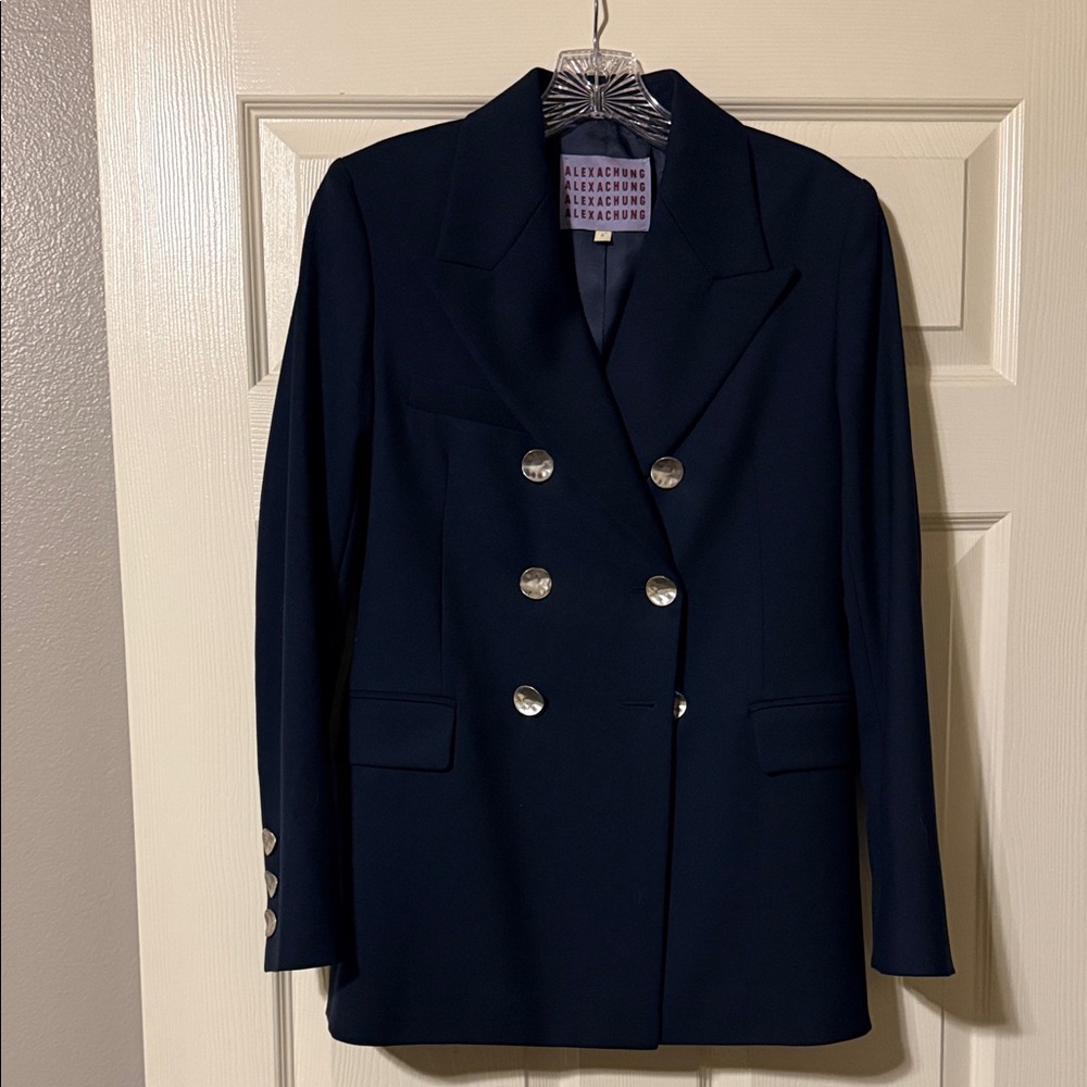 Alexander Wang Navy Double-Breasted Blazer